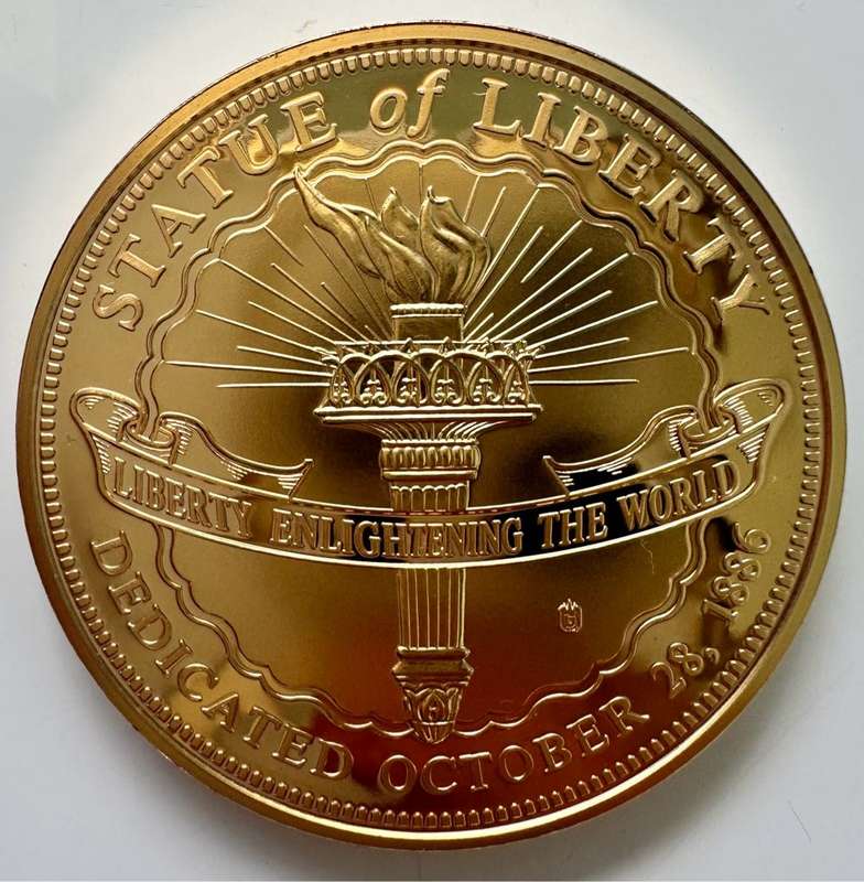 RARE 40MM TOP MEDAL - STATUE OF LIBERTY HISTORY - WITH CERTIFICATE AND CAPSULE