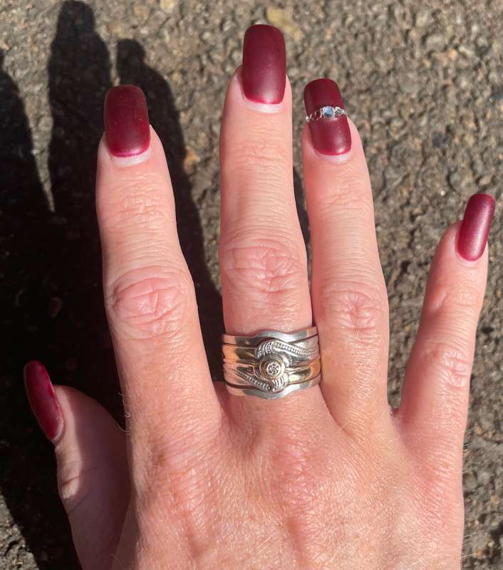 Three Piece Silver and 9ct Gold Wedding Ring Set