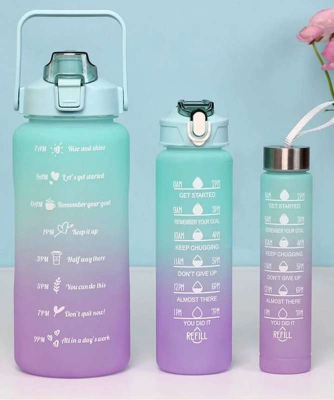 3 Piece Water Bottle Motivational bottle set