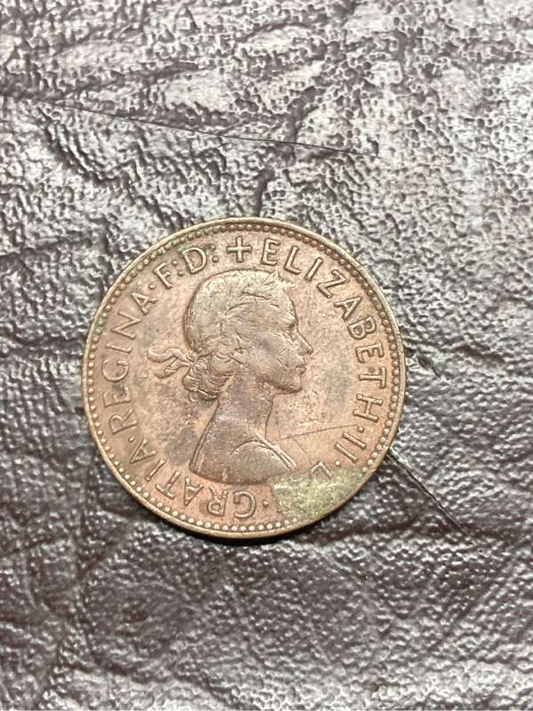 1960 half penny coin