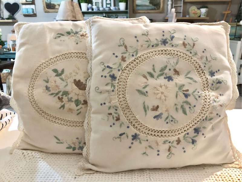 X2 Vintage embroidered cushions