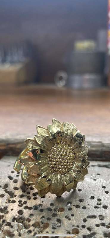 18ct Gold Plated Sunflower Ring