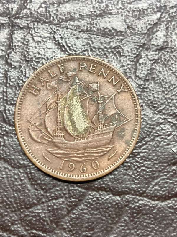1960 half penny coin