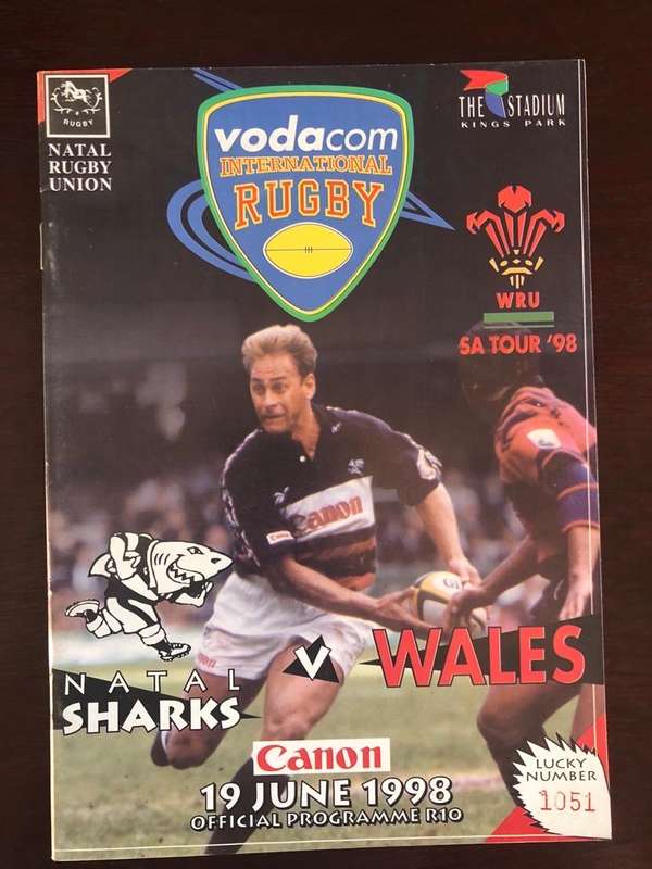 Natal vs Wales 1998 Rugby matchday programme