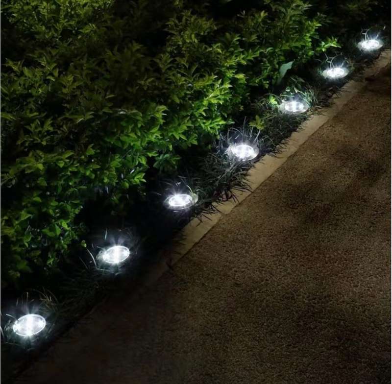 Solar Powered 8 Bead Flat to Ground LED Outdoor Disc Lights