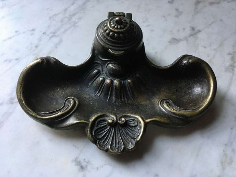 Art Nouveau bronze inkstand