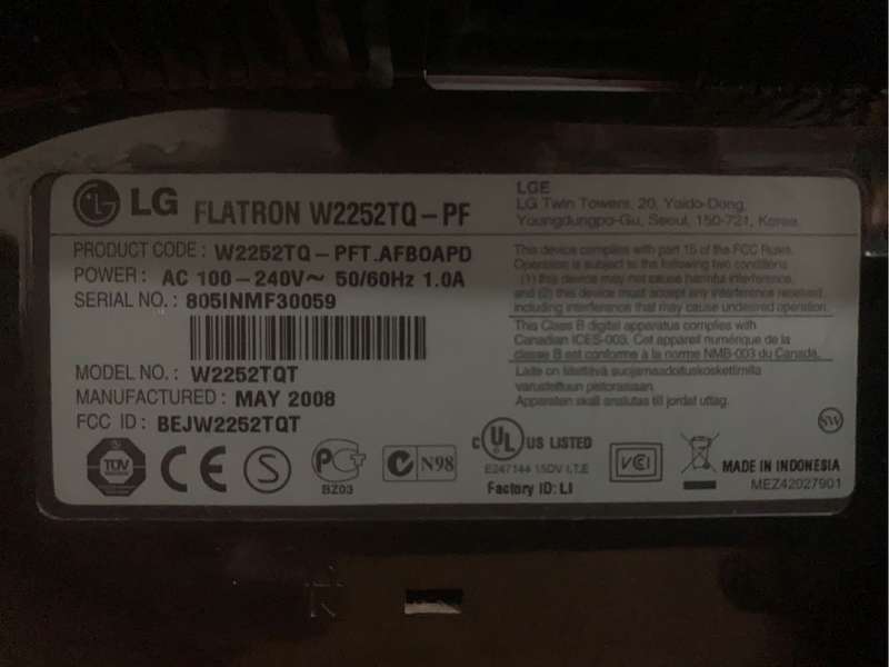 LG Flatron W2252TQ-PF 22 Inch Monitor