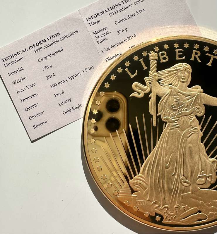 TOP XXXL GIANT 100MM MEDAL - 1933 GOLD DOUBLE EAGLE -  SEALED WITH CERTIFICATE