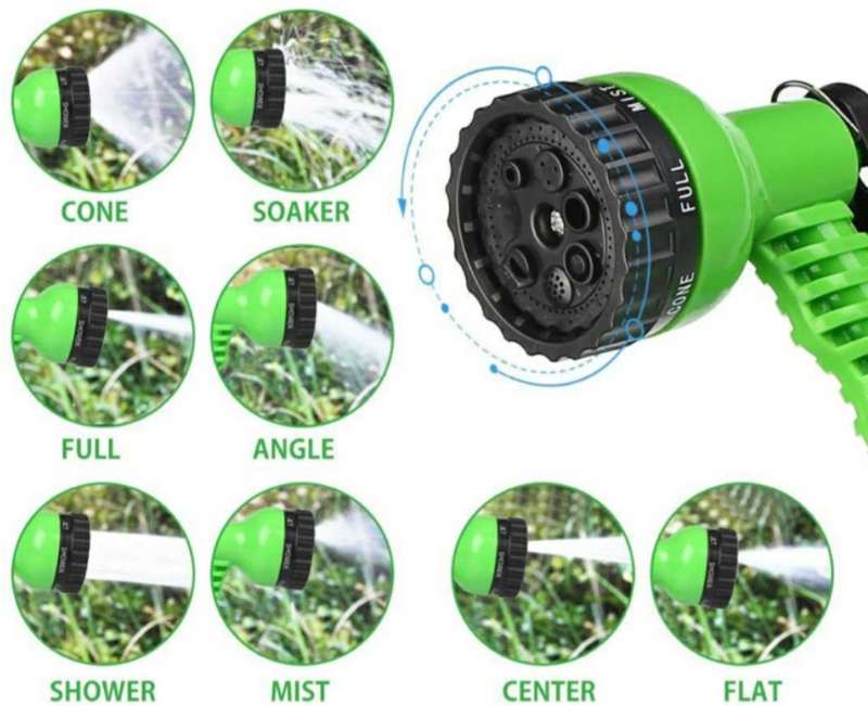 Expandable Magic Hosepipe with Spray Nozzle - 15m - Green.