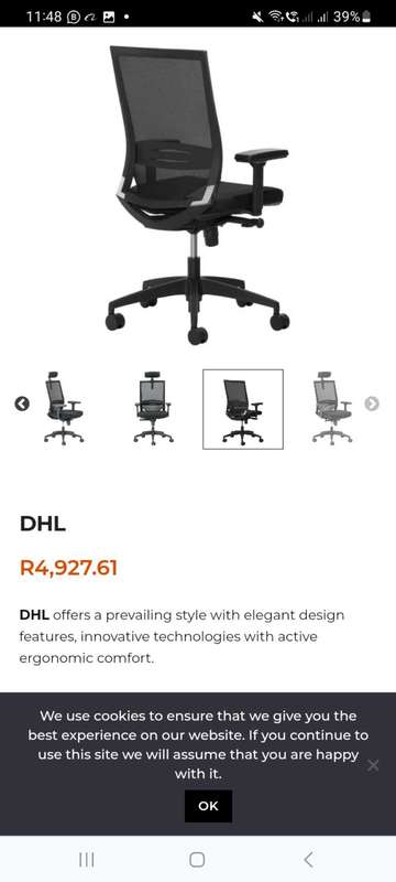With 3D adjustable Armrests. DHL high back office chair