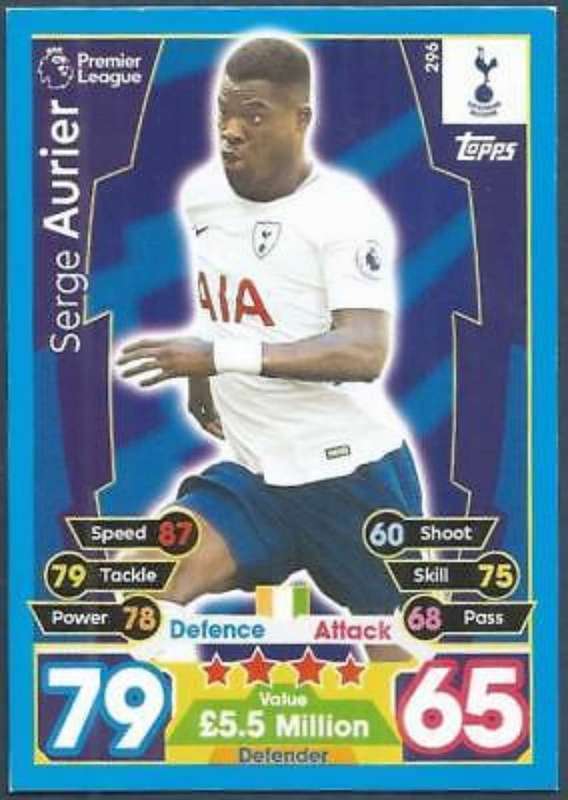 Serge Aurier base card 296 match attax premier league 2017/18