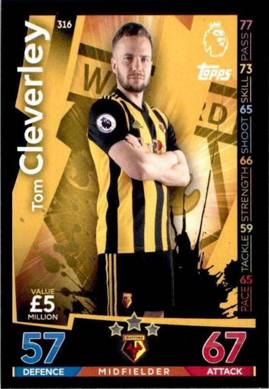 Tom Cleverley Base card 316 match attax premier league 2018/19