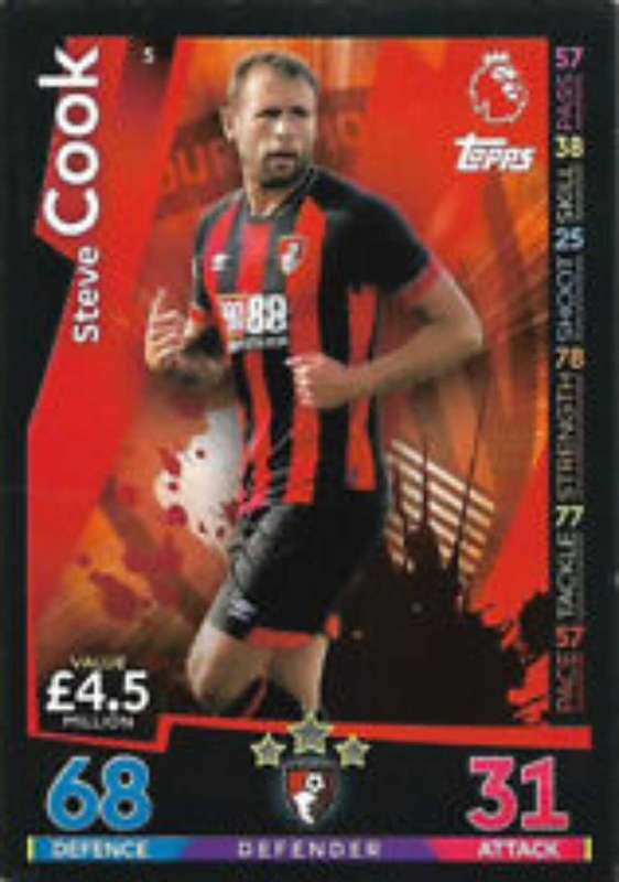 Steve Cook base card 5 match attax premier league 2018/19