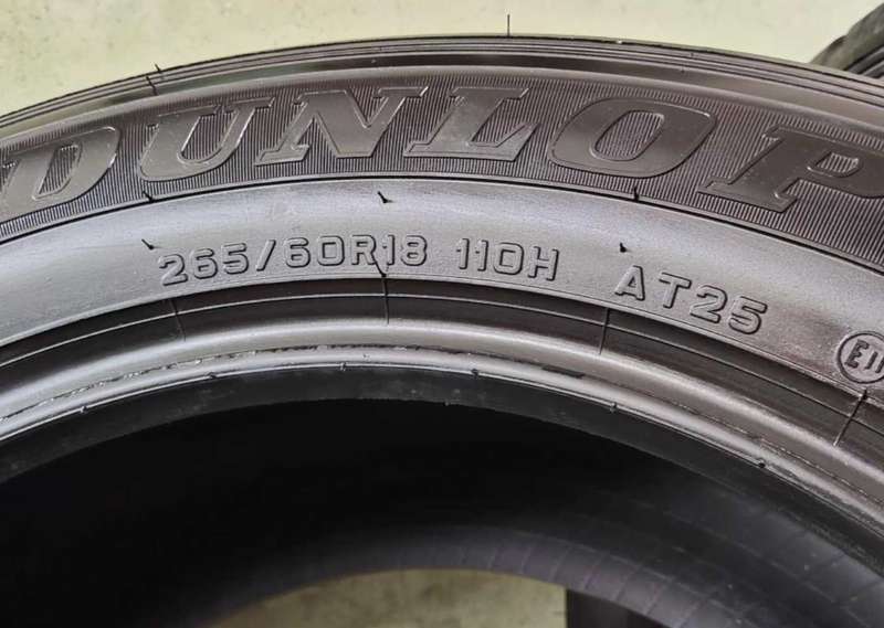 265/60/18 Dunlop Grandtrek All Terrain tyres. 80% life