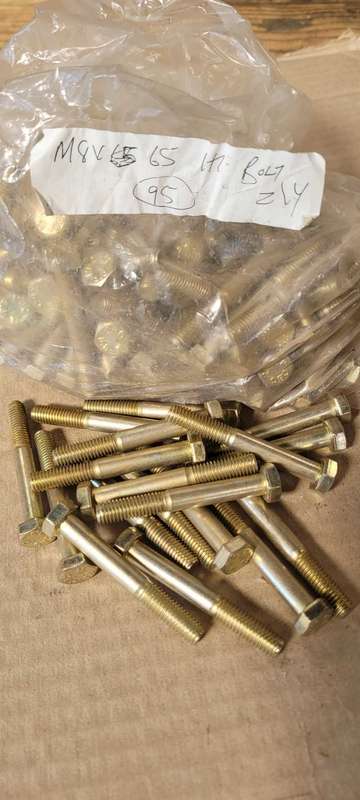 Hex Bolt M8 x 65 mm-Yellow. (BID PER PAK OF 20x)