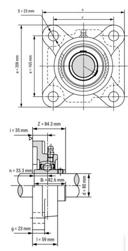 UCF216 (80mm SHAFT) STAINLESS STEEL FLANGE BEARING 4 HOLE