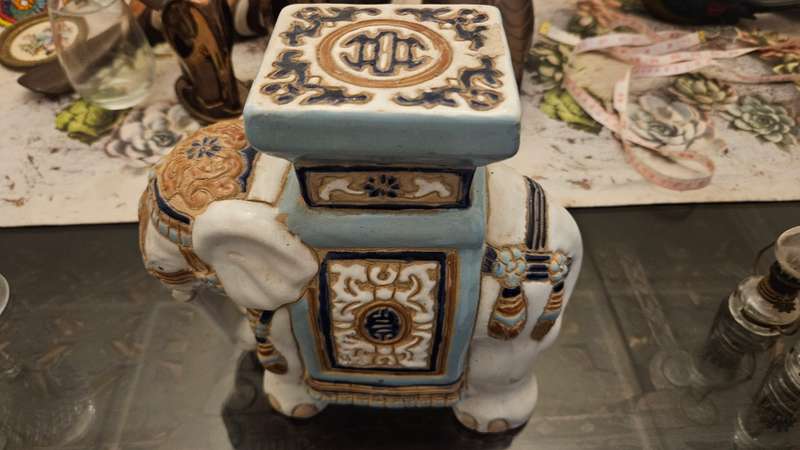 Vintage Chinese Ceramic Elephant Plant or Display Stand