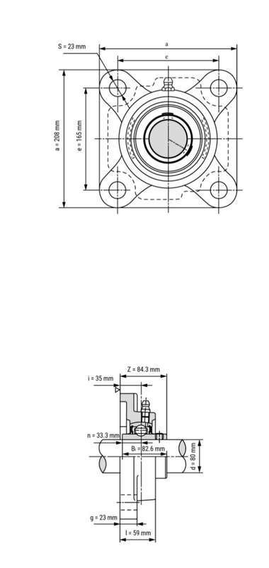 UCF216 (80mm SHAFT) STAINLESS STEEL FLANGE BEARING 4 HOLE