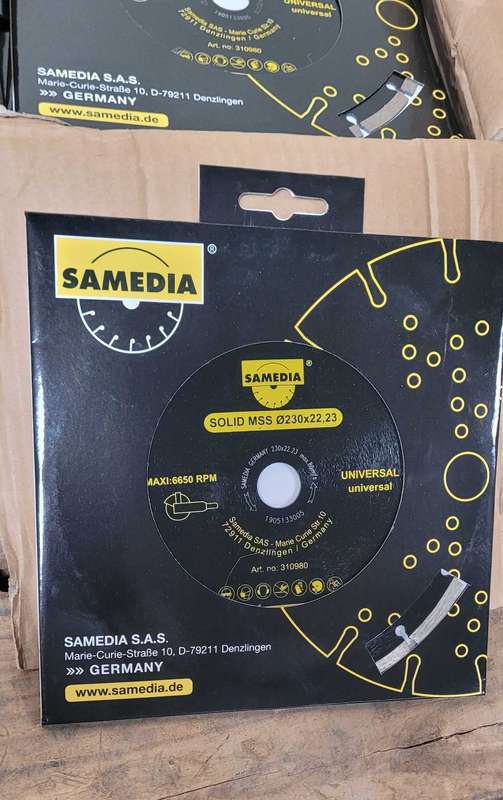 Samedia Segmented Industrial Multipurpose SOLID MSS Diamond Blade 230x22x23mm (Bid Per Piece)