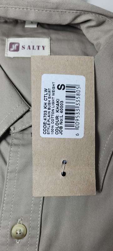 High Quality Size (S) SALTY Short-Sleeved Khaki Bush Shirts.