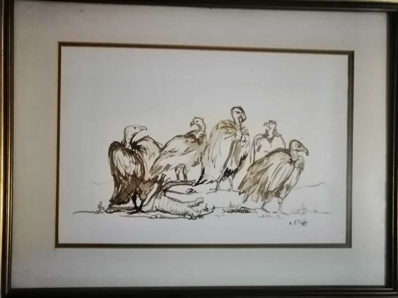 NICELY FRAMED WATERCOLOR ON PAPER BY ZAKKIE ELOFF.