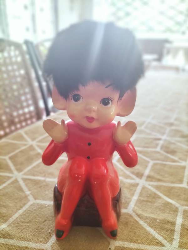 Vintage Pixie Elf Figurine made in Japan with Furry Hair
