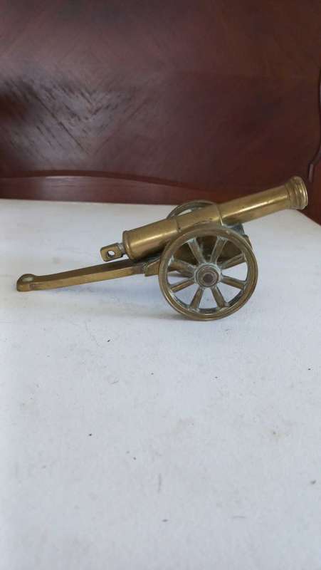 Heavy solid brass cannon ornament