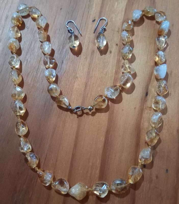 Vintage Citrine Necklace and Earrings
