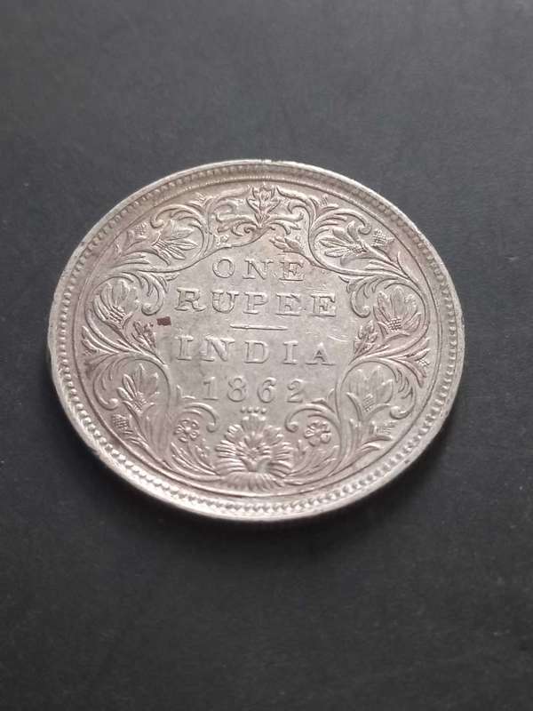 1862 India Silver One Rupee