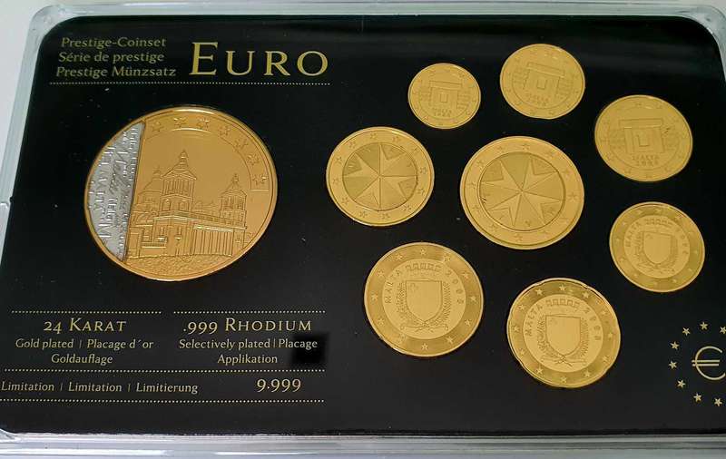 PRESTIGE EURO COIN SET - LTD. ED. - 24 KARAT - RHODIUM