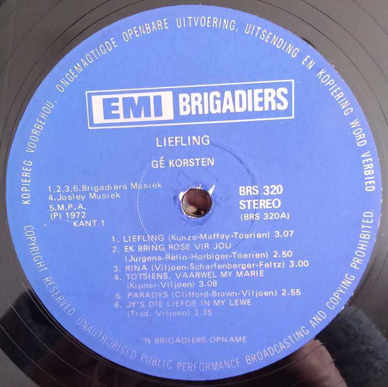 GE KORSTEN - LIEFLING LP VINYL RECORD