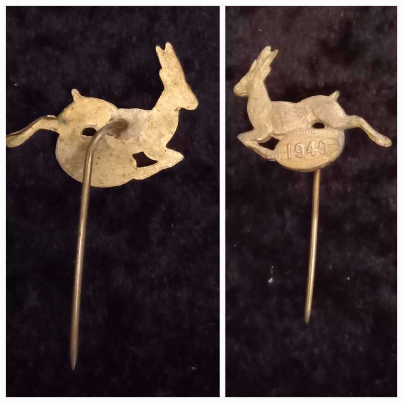 Vintage South African Rugby badges brooches lapel pin and New Zealand Fern brooch