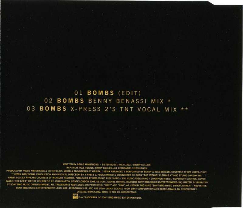 Faithless Feat. Harry Collier  Bombs (2006, CD)