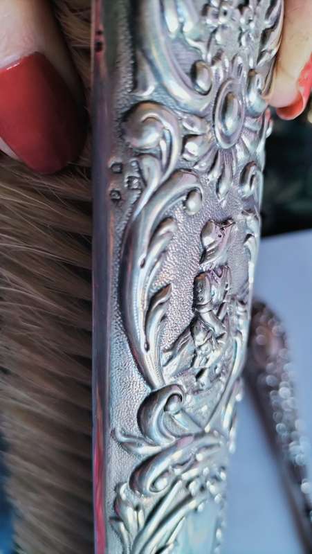 Silver Handle Button Hook & Silver Clothes Brush