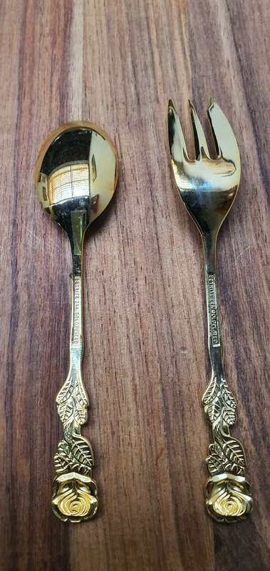 Eetrite Gold plated set 6 Cake forks + 6 Teaspoons