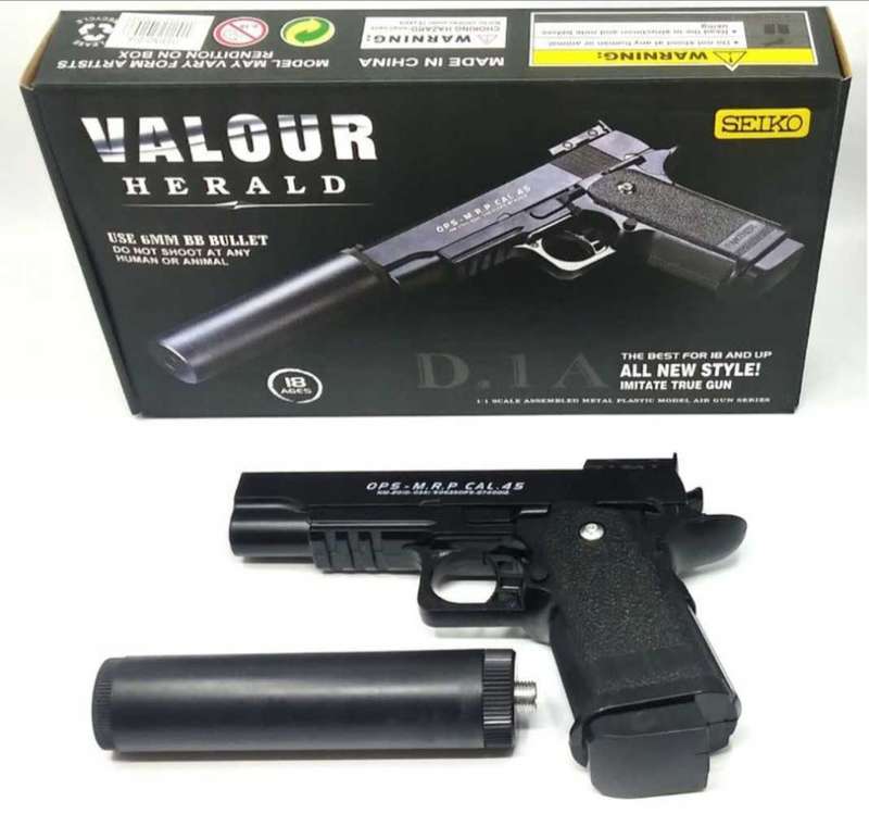 Spring Pistol Toy Gun with Pellets and Silencer