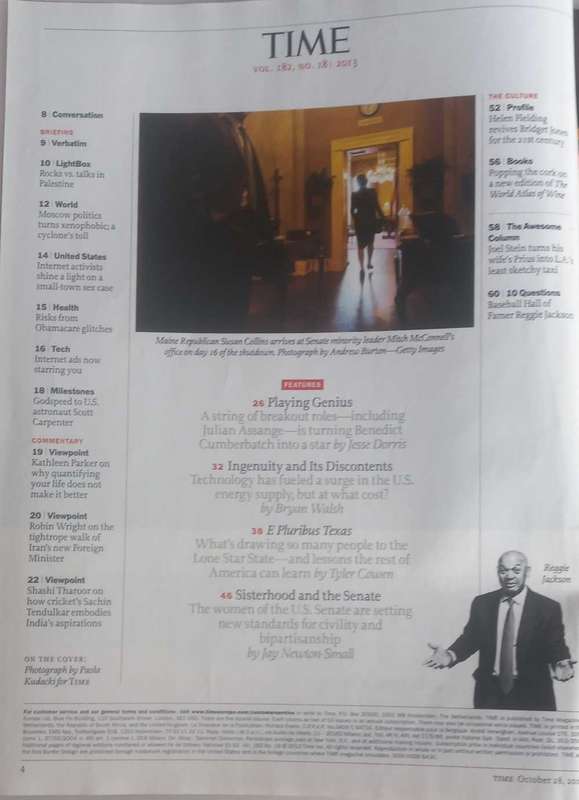 Time magazine October 28, 2013