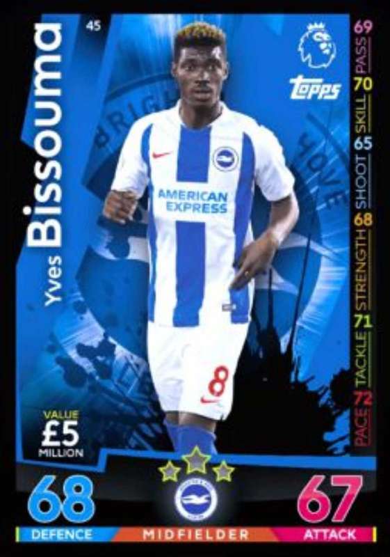 Yves bissouma base card 45 match attax premier league 2018/19