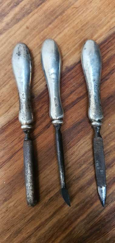 Rare Birmingham Silver Manicure set..