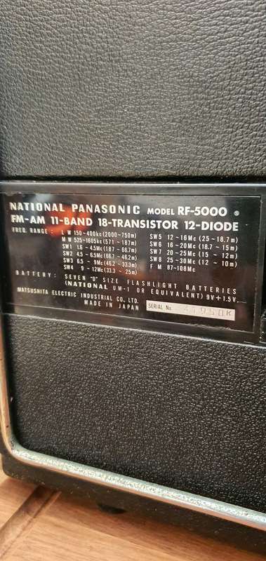 Rare 1969 National Panasonic model RF 5000 am/fm world radio in Working condition !!