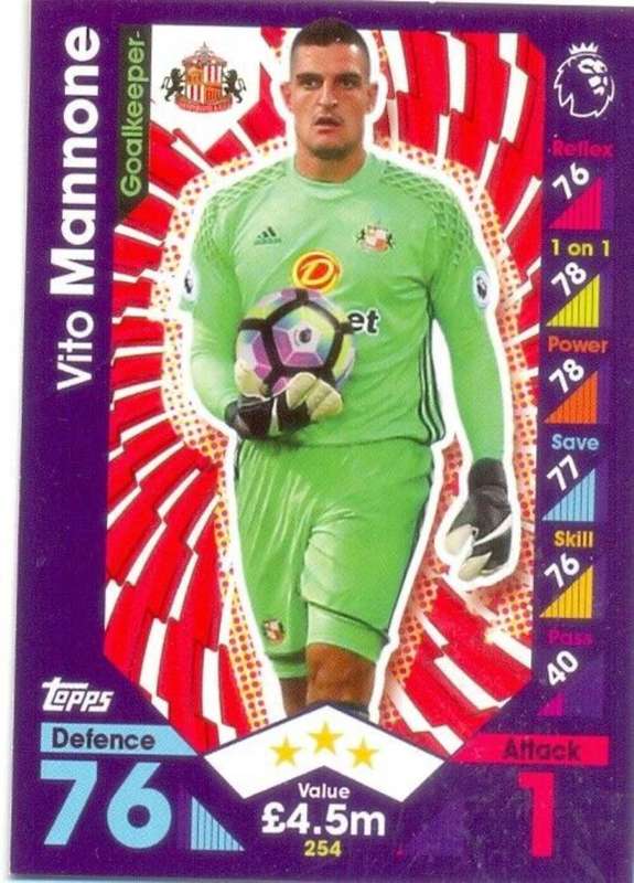 Vito Mannone base card 254 match attax premier league 2016/17