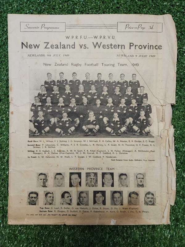 New Zealand vs Western Province Rugby Match Programme