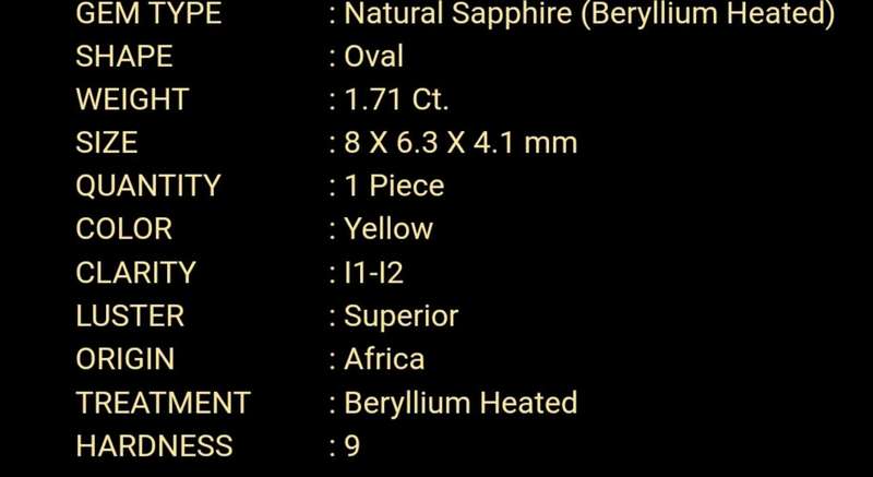 Natural 1.71 Ct Yellow Sapphire