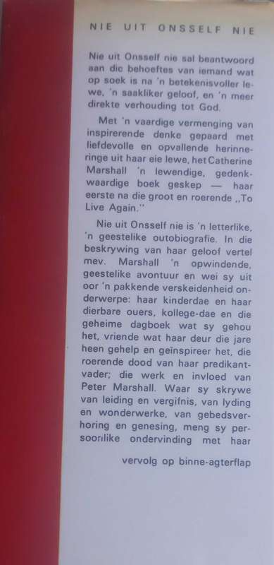 Nie uit onsself nie deur Catherine Marshall