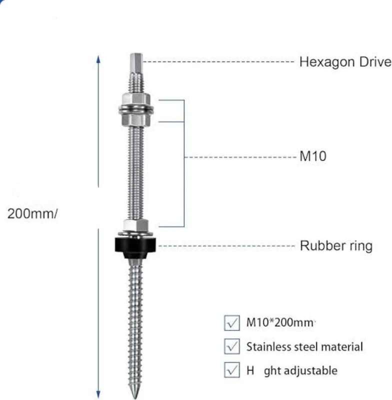 Hanger Bolts solar Screw 10 x 200mm