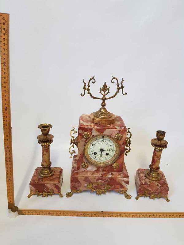 Mantle clock & candelabra set