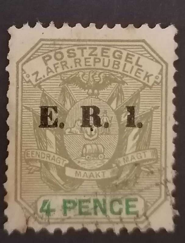 TRANSVAAL POSTZEGEL ERI OVERPRINT