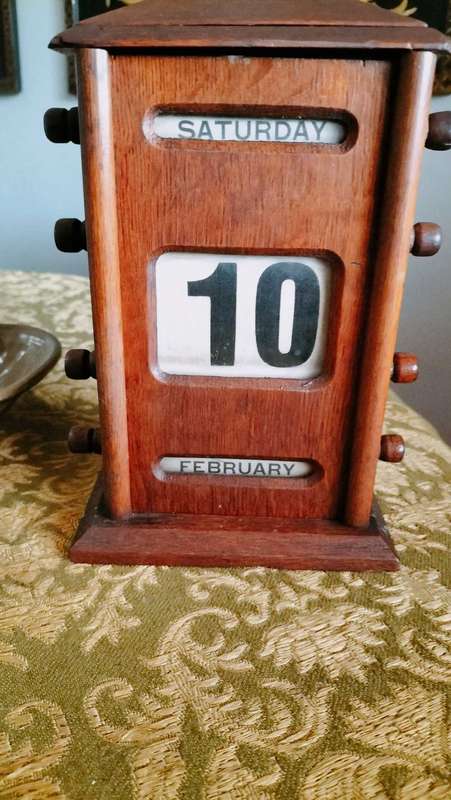 Antique Perpetual Desk Calendar Mahogany