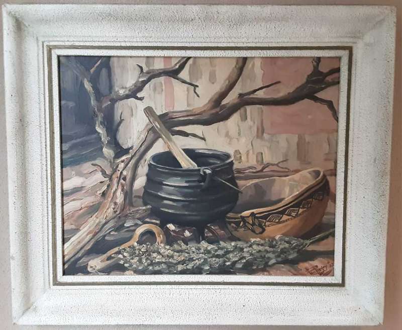 Amazing Still life , Thick Oil on Board signed and dated 1952