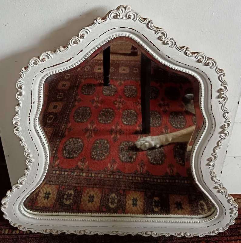 Beautiful Vintage White Distressed Bevelled Mirror